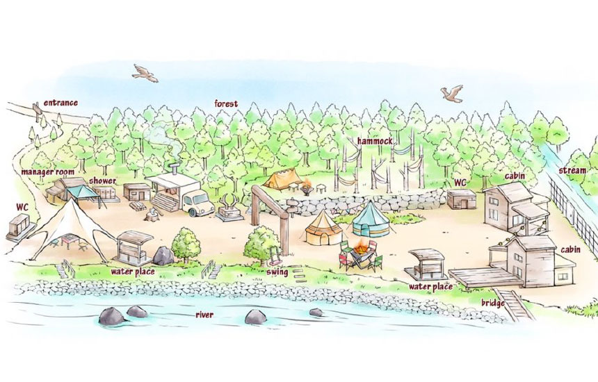 自然豊かなキャンプ場「蜂花苑 やどろぎ荘／ミロクキャンプ場」